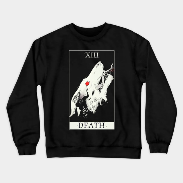 Death Tarot Card Wolf Art Crewneck Sweatshirt by cellsdividing